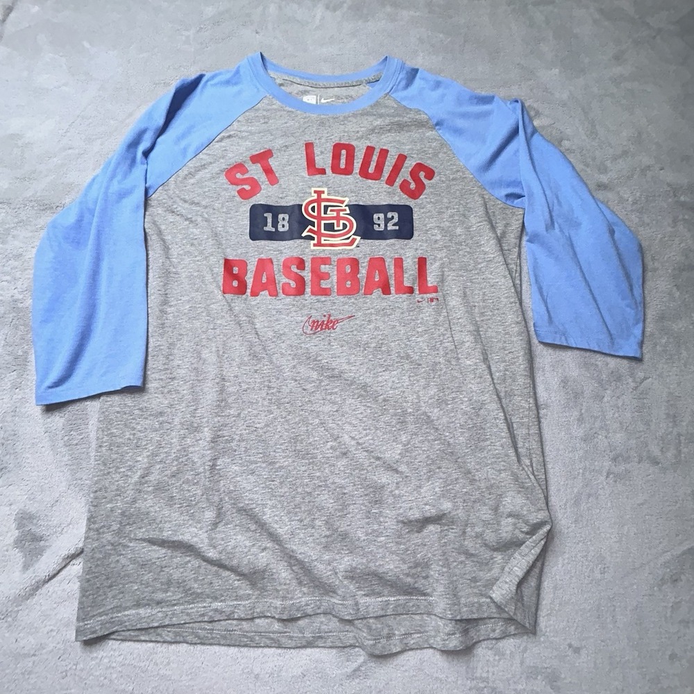 St. Louis Cardinals Nike Cooperstown Raglan 3/4 Sleeve Tri-Blend Shirt Men's L